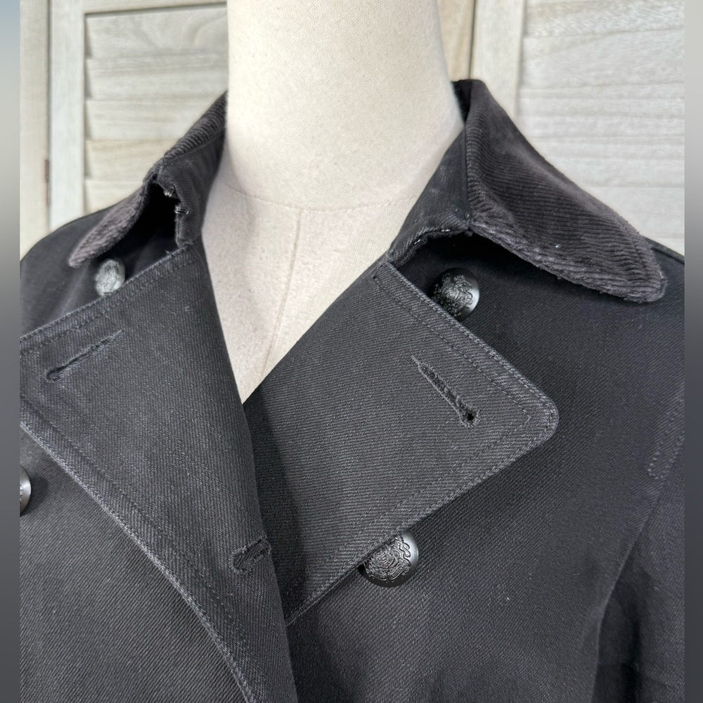 RALPH LAUREN Women's Double Breasted Black Denim Pea Coat-10 - Picture 2 of 5